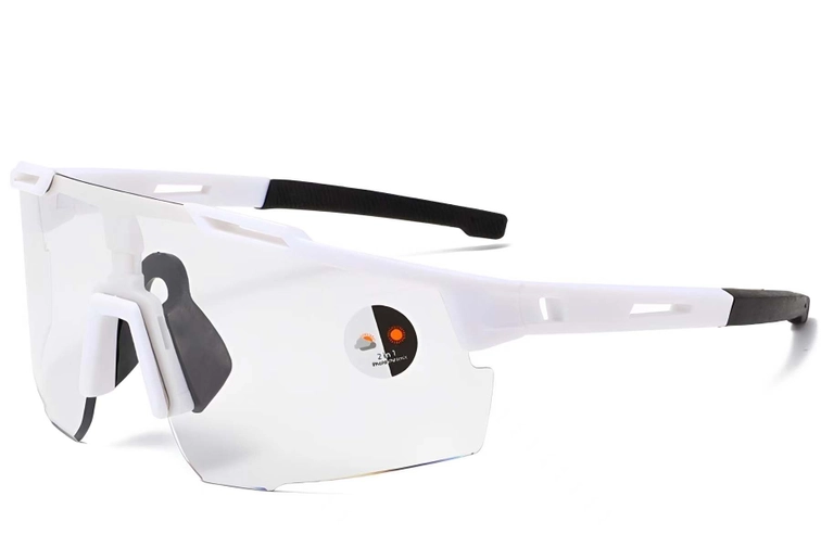 Rectangular White Plastic Photochromic Glasses #BS1725-0064
