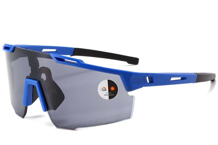 Lunettes photochromiques rectangulaires en plastique bleu #BS1725-0062