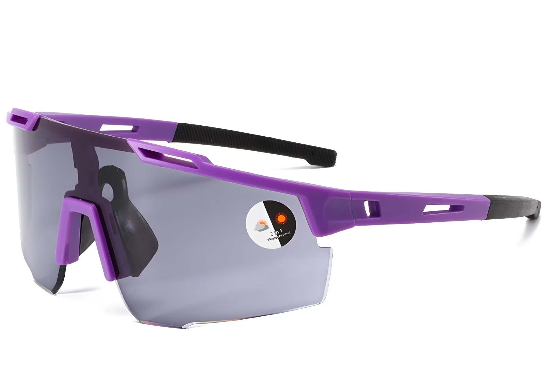 Lunettes photochromiques rectangulaires en plastique violet #BS1725-0065