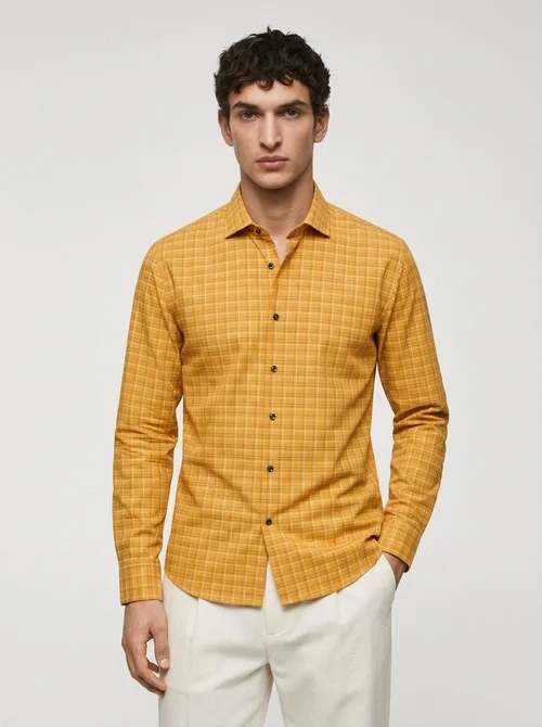Chemise à carreaux à manches longues pour homme