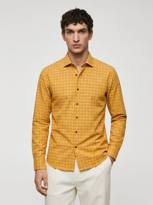 Camisa de manga larga a cuadros para hombre