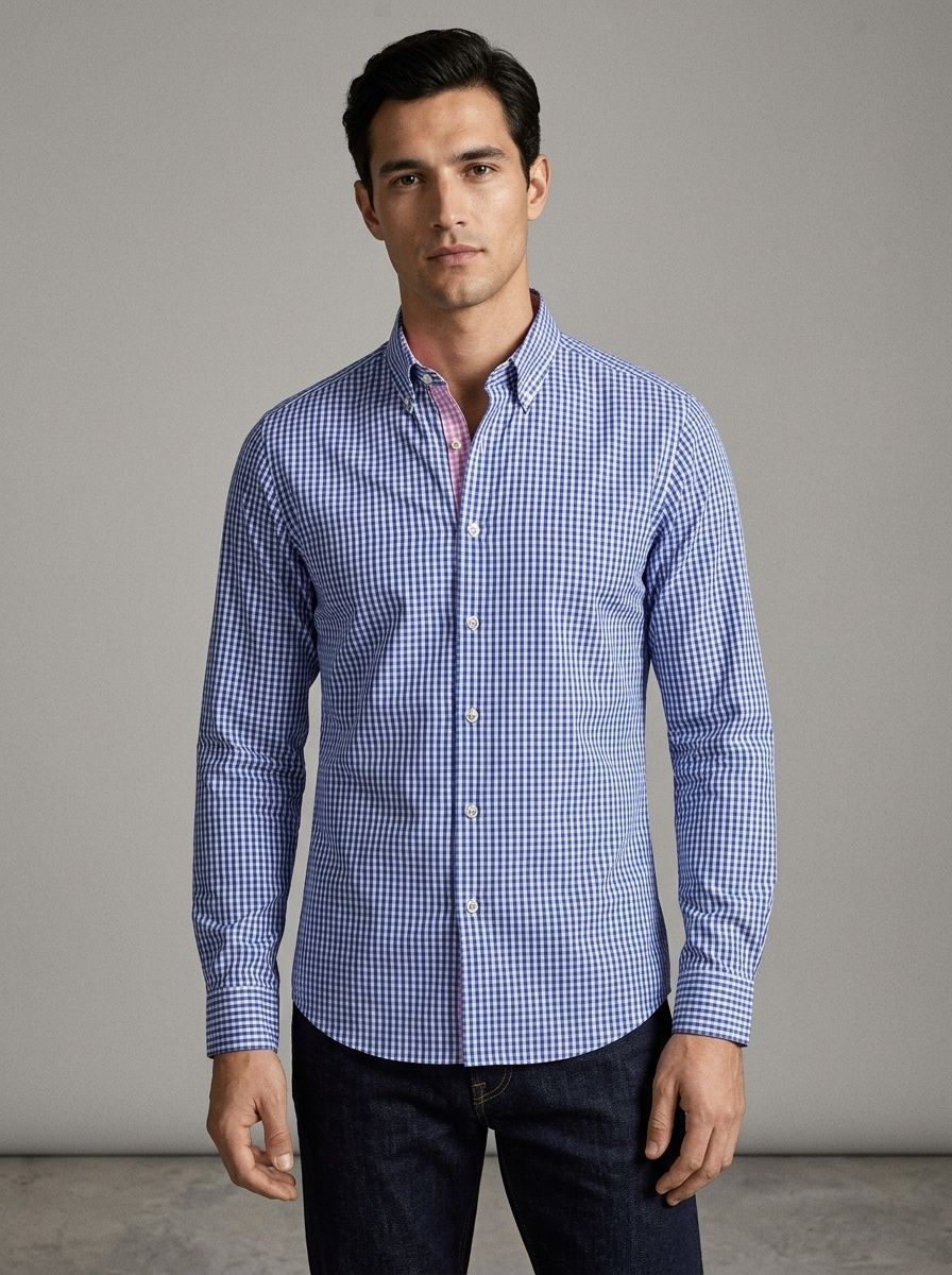 Camisa de hombre lisa con cuello alto - Transpirable y resistente a las arrugas