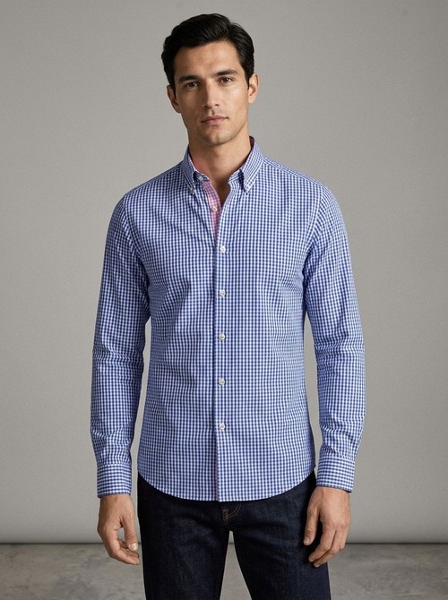Camisa de hombre lisa con cuello alto - Transpirable y resistente a las arrugas