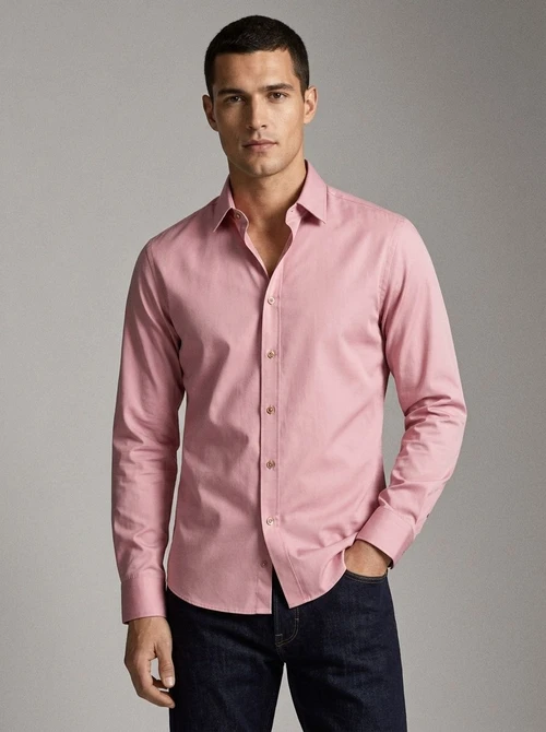 Chemise homme stretch à boutons - Col classique et montant