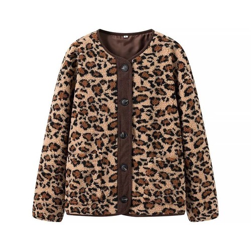 Abrigo de piel sintética con estampado de leopardo - Moderno y elegante KUN-00008