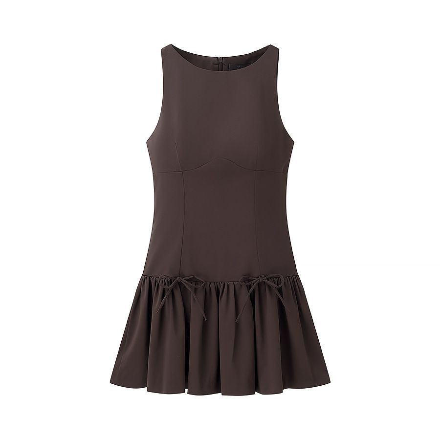 Sleeveless Bow Tie Round Neck Dress KUN-00149