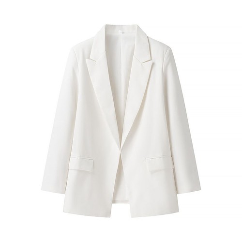 Blazer de lino clásico para mujer, chaqueta de traje de moda KUN-00003