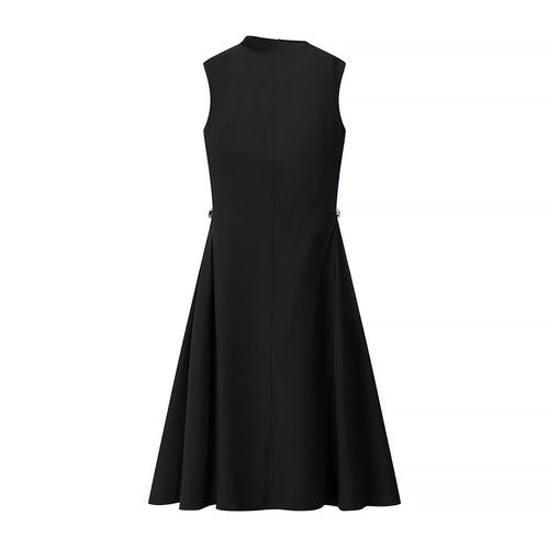 Inspired Midi Dress - Elegant High Neck Flared A-Line KUN-00006