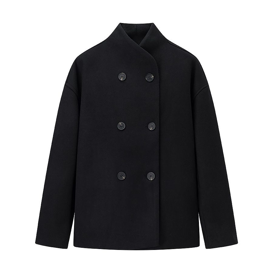 Wool Blend Overcoat - Stylish Women's Double-Breasted Coat KUN-00043