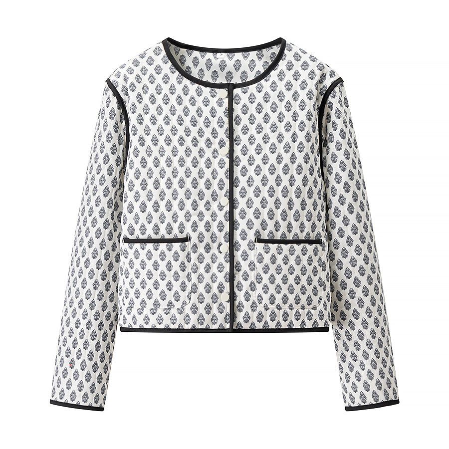 Cotton Floral Print Crew Neck Top - European Style KUN-00012