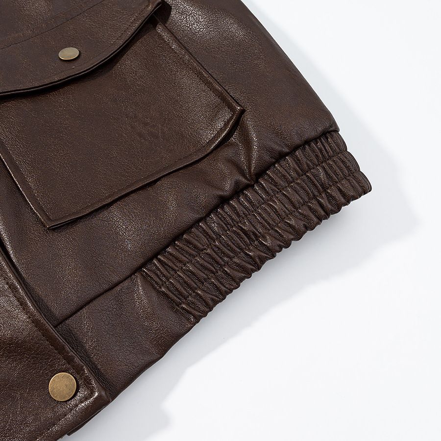 Women's Brown Moto Jacket - Vintage Style Biker Chic KUN-00138