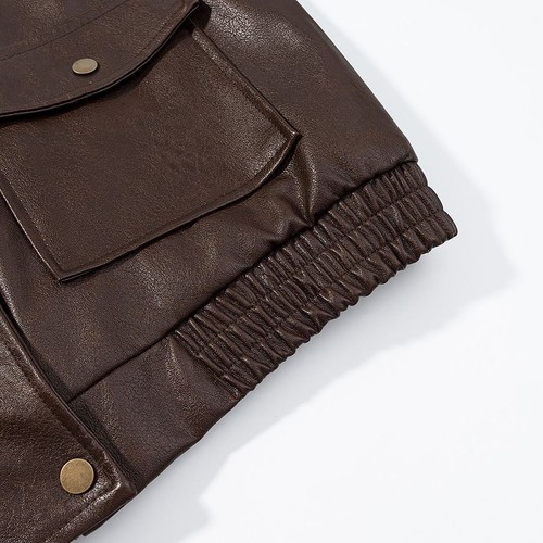 Women's Brown Moto Jacket - Vintage Style Biker Chic KUN-00138