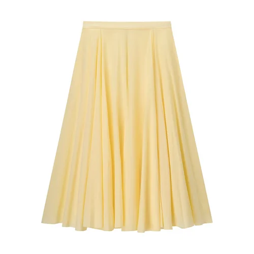 Cotton Midi Skirt - High Waist Wide Flare KUN-00004
