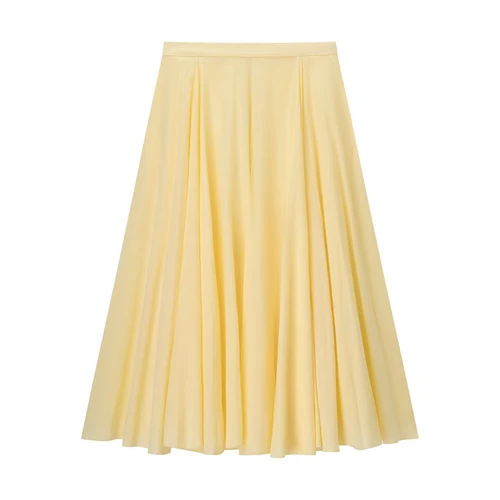 Cotton Midi Skirt - High Waist Wide Flare KUN-00004