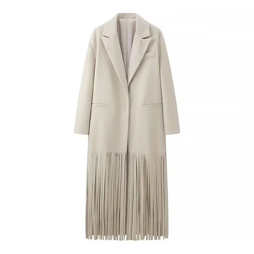 Women's Trench Dress - Long Fringe Casual Chic KUN-00029