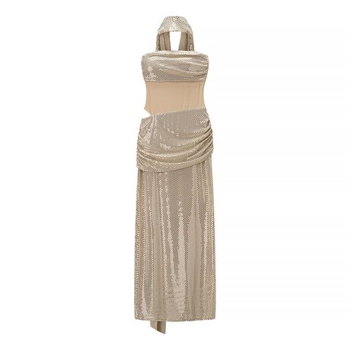 Sequin Bandeau Dress Sleeveless Party Gown KUN-00105