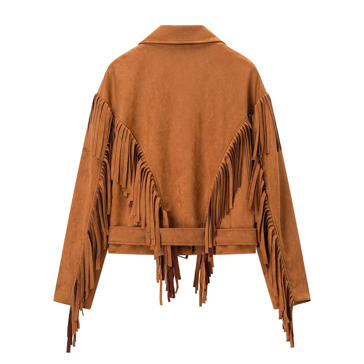 Chaqueta vaquera extragrande con flecos para mujer KUN-00132