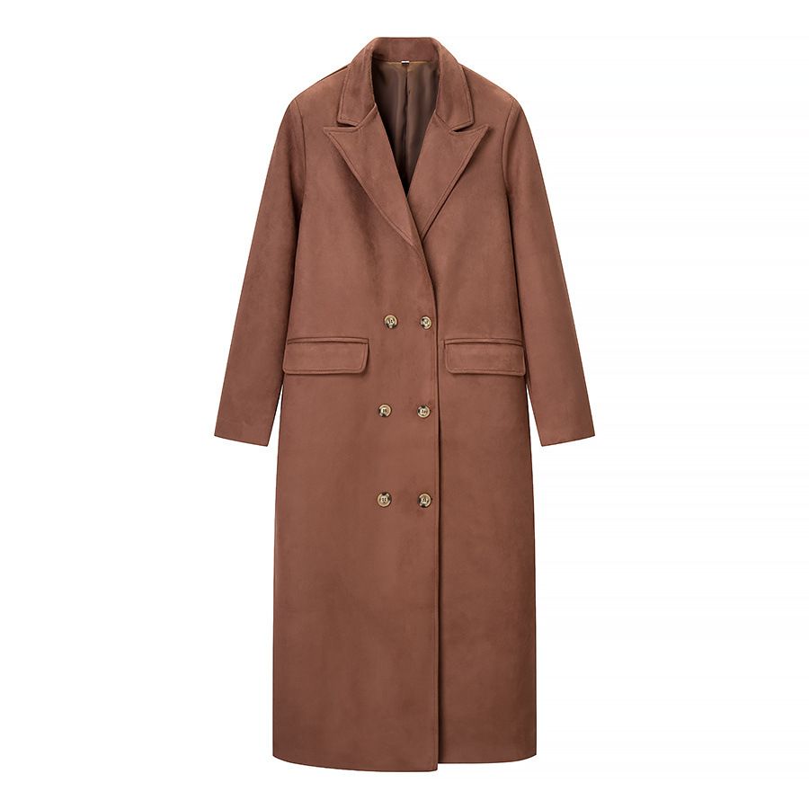 Faux Suede Trench Coat - Stylish & Versatile KUN-00042