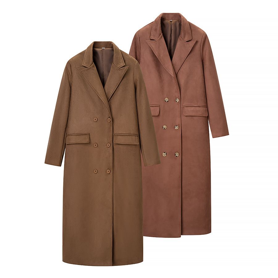 Faux Suede Trench Coat - Stylish & Versatile KUN-00042