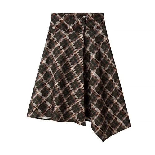 Plaid Skirt - Chic & Versatile Midi Skirt KUN-00039