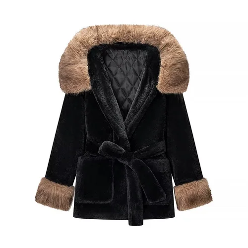 Chaqueta con forro polar para mujer, elegante y casual, KUN-00059