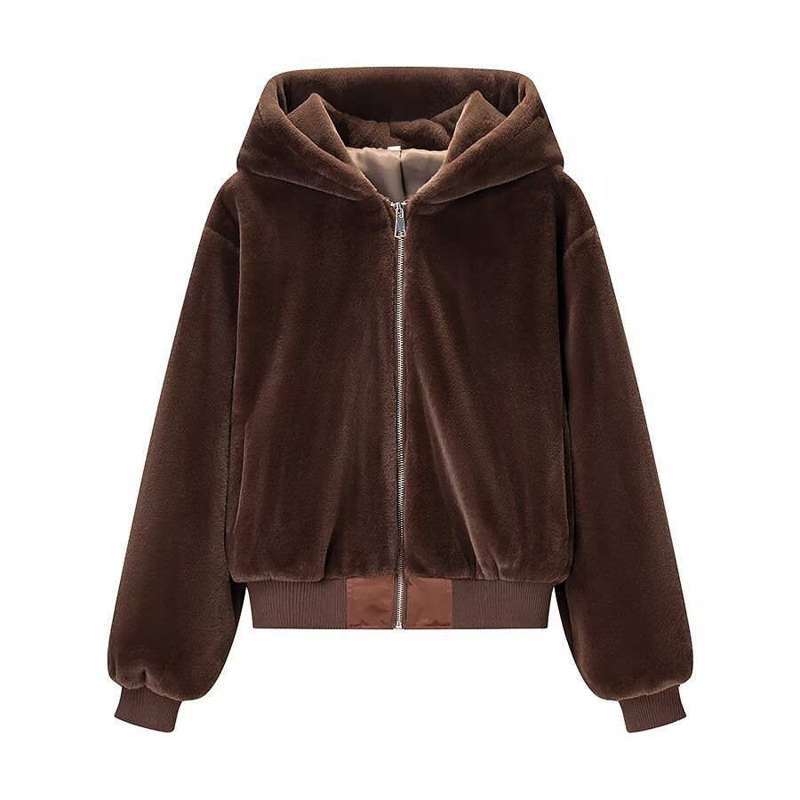Faux Fur Hooded Jacket - Trendy Casual Outwear KUN-00054