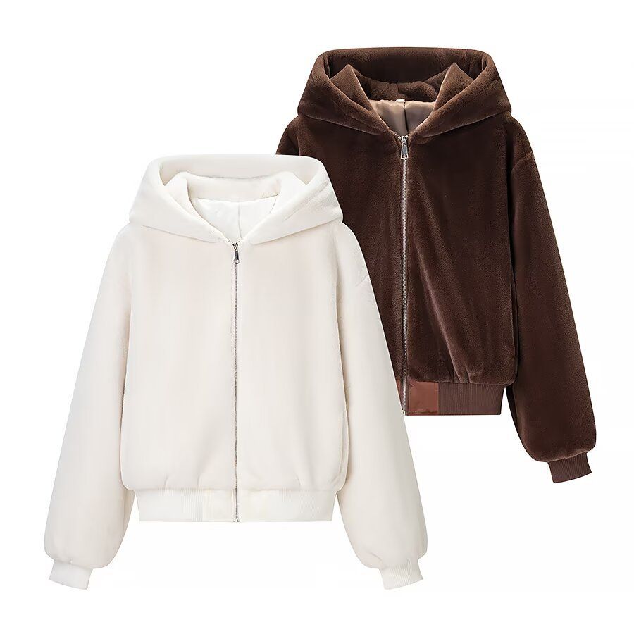 Faux Fur Hooded Jacket - Trendy Casual Outwear KUN-00054
