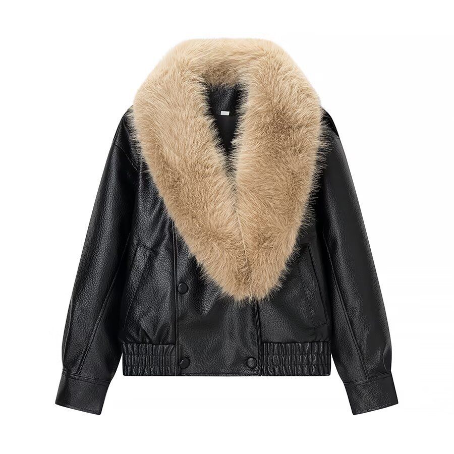 Faux Leather Jacket Detachable Outerwear KUN-00044