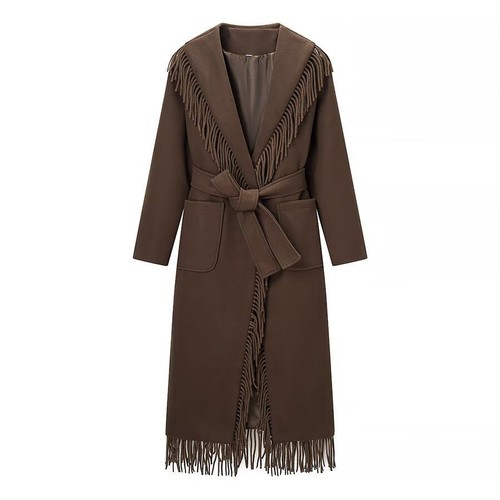 Wool Blend Fringe Jacket - European Style KUN-00015