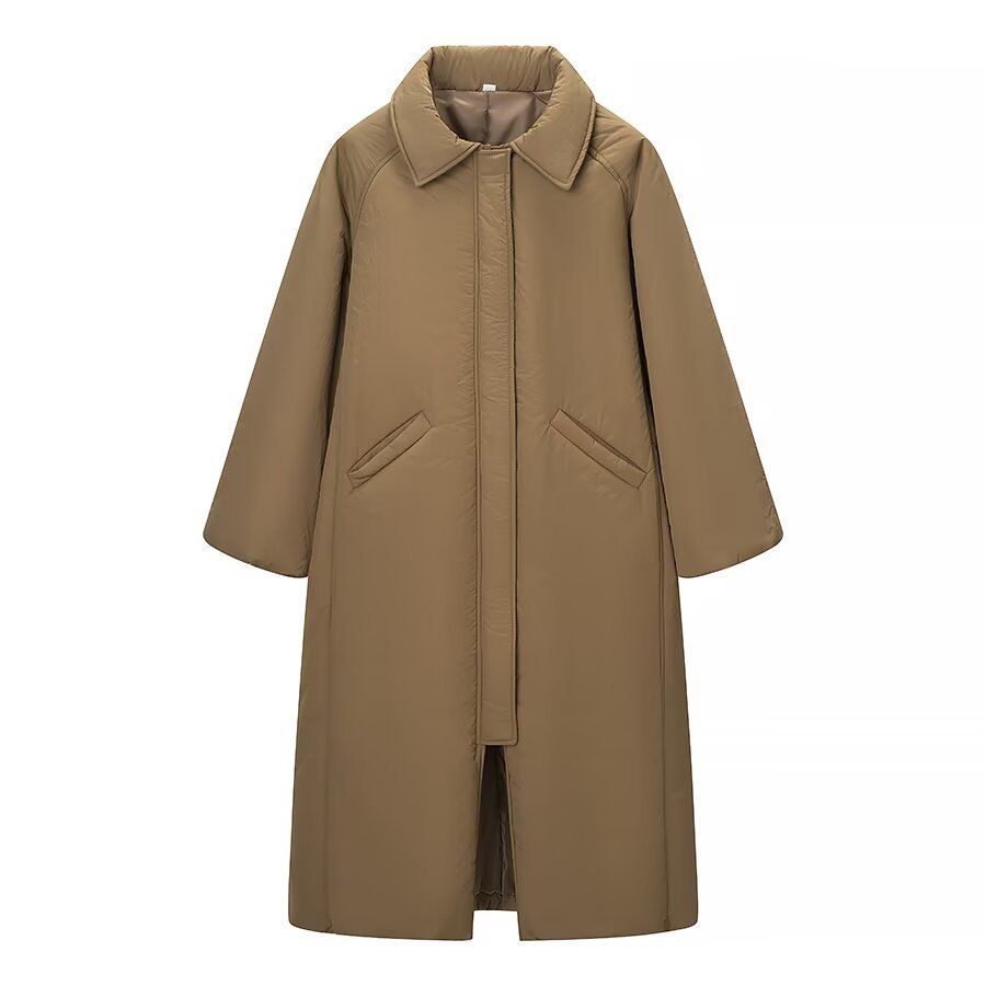 Cotton Blend Longline Padded Coat - Oversized Fit KUN-00008