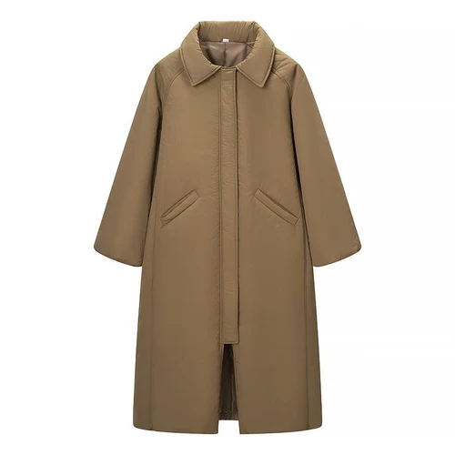 Cotton Blend Longline Padded Coat - Oversized Fit KUN-00008