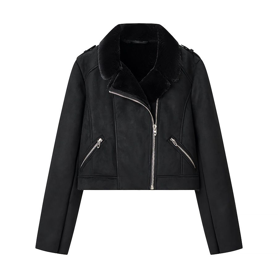 Veste en fausse fourrure de mouton retournée, vêtement d'extérieur tendance et décontracté KUN-00155