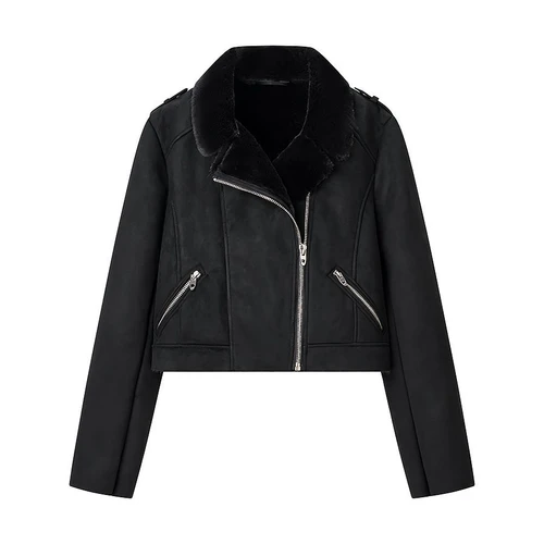 Veste en fausse fourrure de mouton retournée, vêtement d'extérieur tendance et décontracté KUN-00155