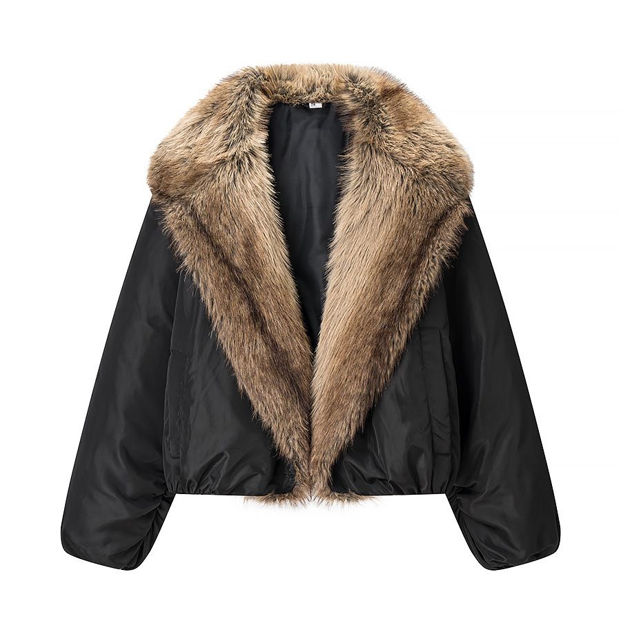 Faux Fur Collar Bomber Jacket Padded Coat KUN-00151