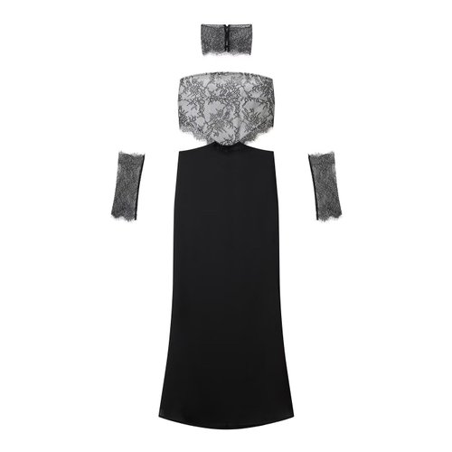 Satin Lace Backless Maxi Dress KUN-00053