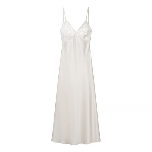 Lace Satin Dress - Elegant Classic Women's Midi KUN-00130