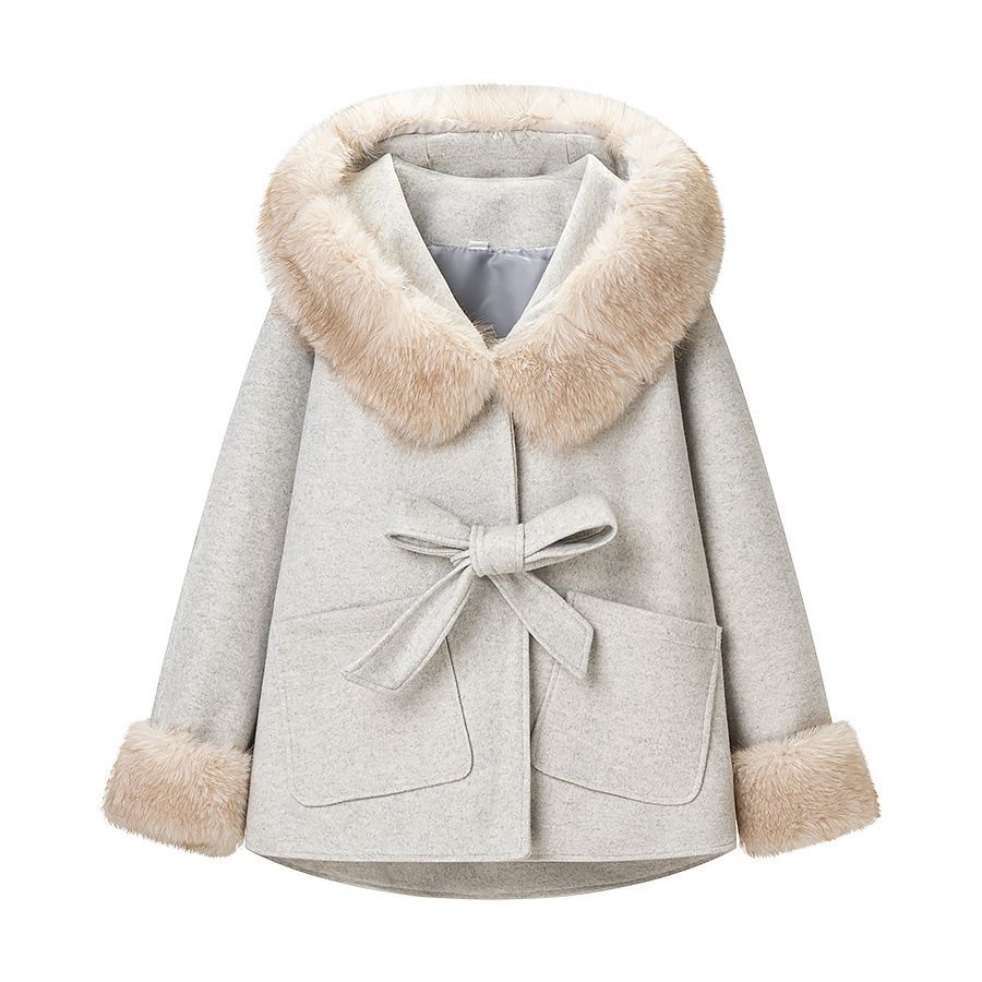 Wool Blend Hooded Coat - Women's European Style Outerwear KUN-00034