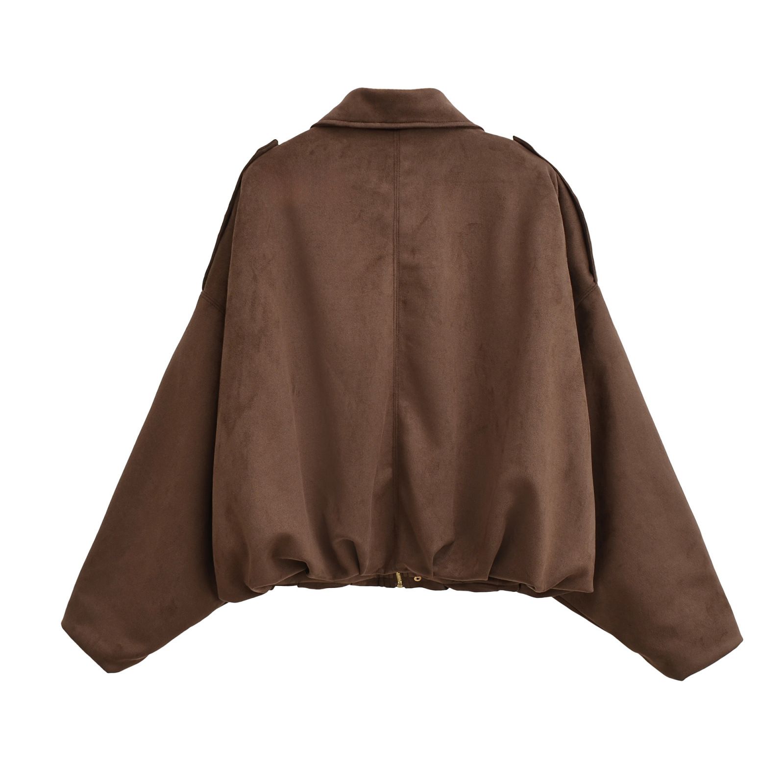 Suede Bomber Jacket Batwing Sleeve Fashion KUN-00128