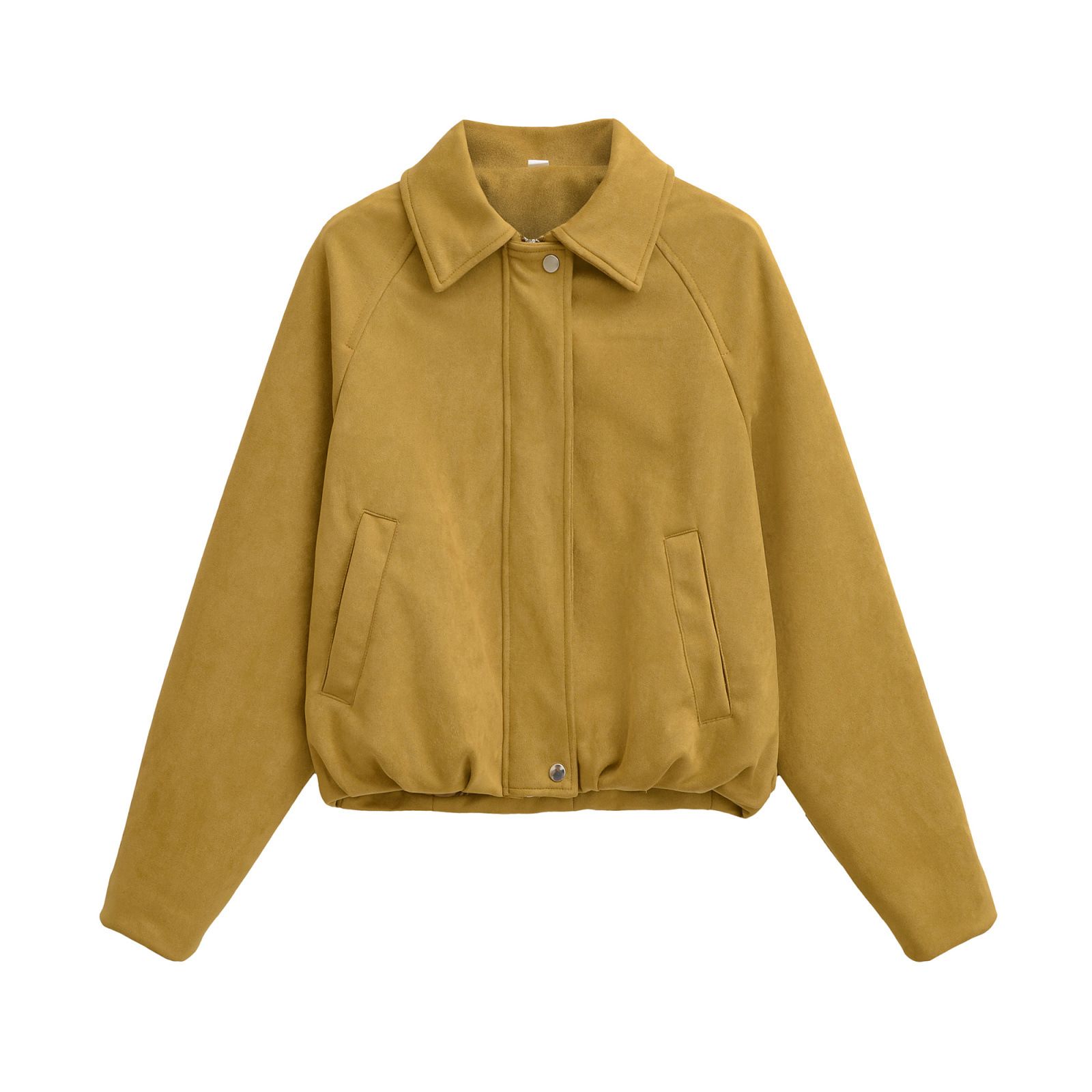 Chaqueta bomber con efecto ante, abrigo de piloto de moda para mujer KUN-00127