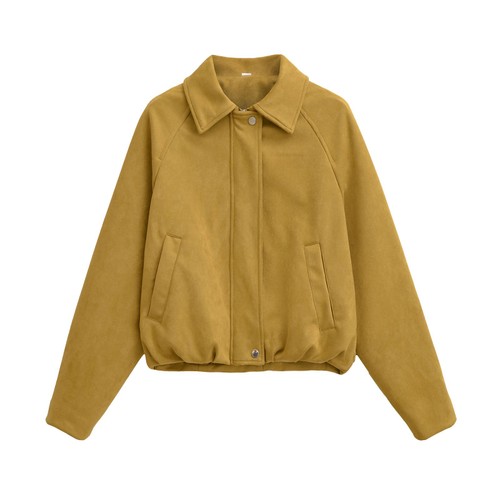 Suede Effect Bomber Jacket Fashionable Women's Pilot Coat KUN-00127