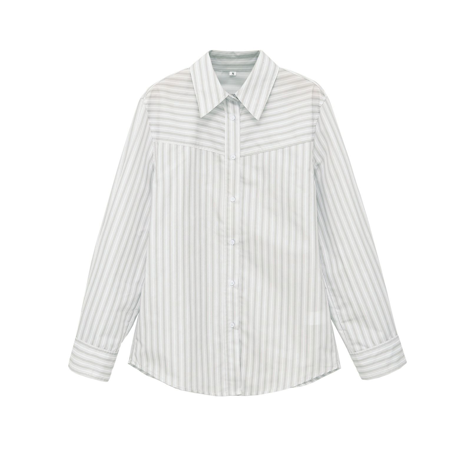 Striped Padded Shoulder Shirt - Chic European Style KUN-00101