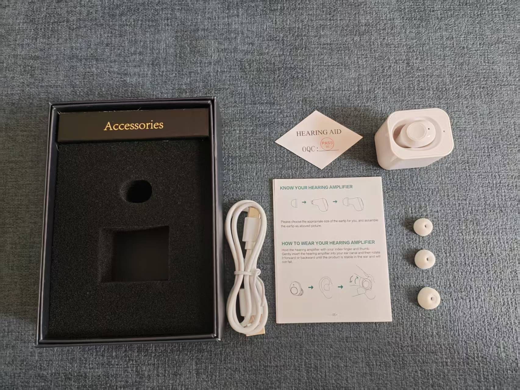 K-81 White Rechargeable Hearing Aid Large Button Noise Reduction #26240011