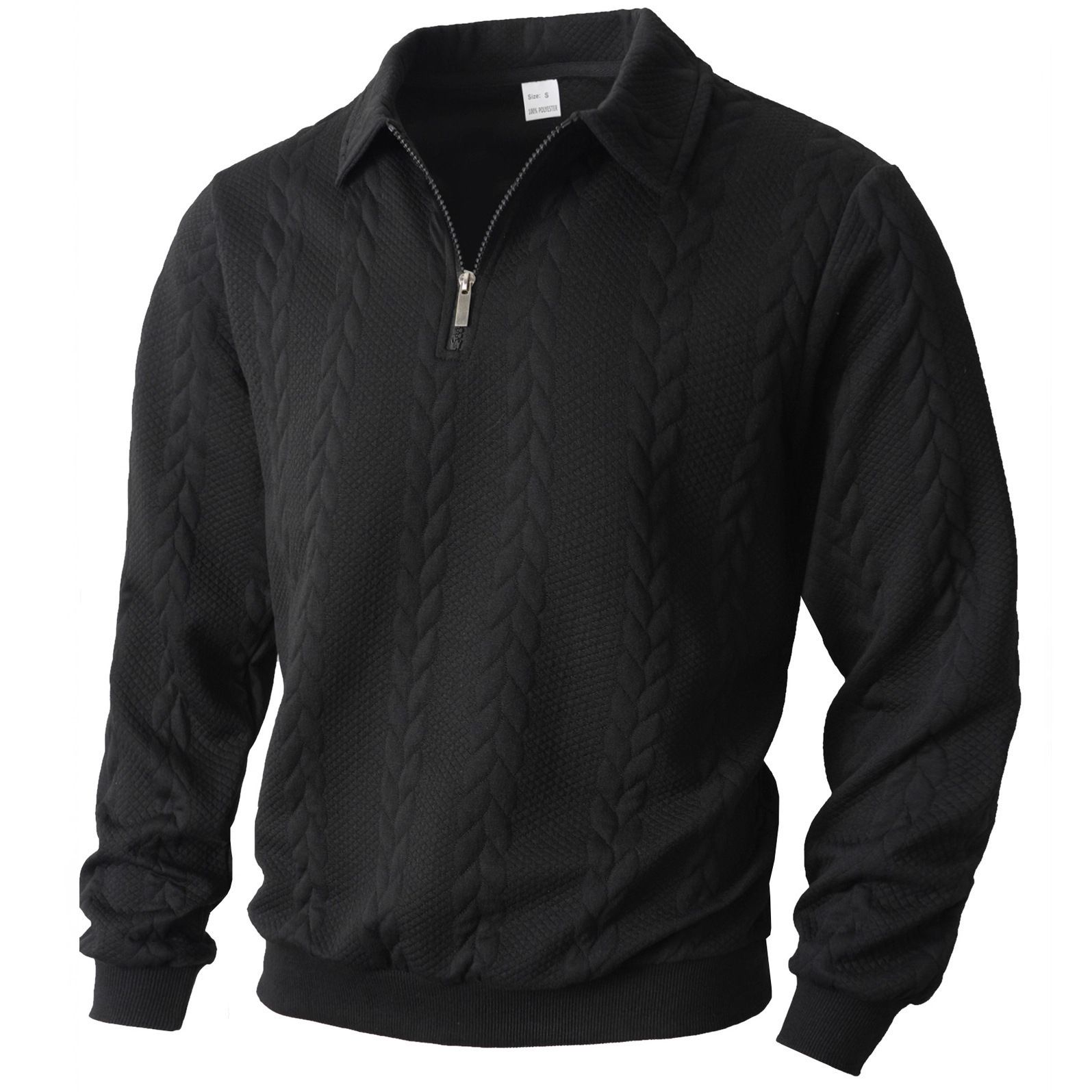 Knit Pullover Sweater Men's Half Zip Ribbed Collar Autumn Winter NDF-00045