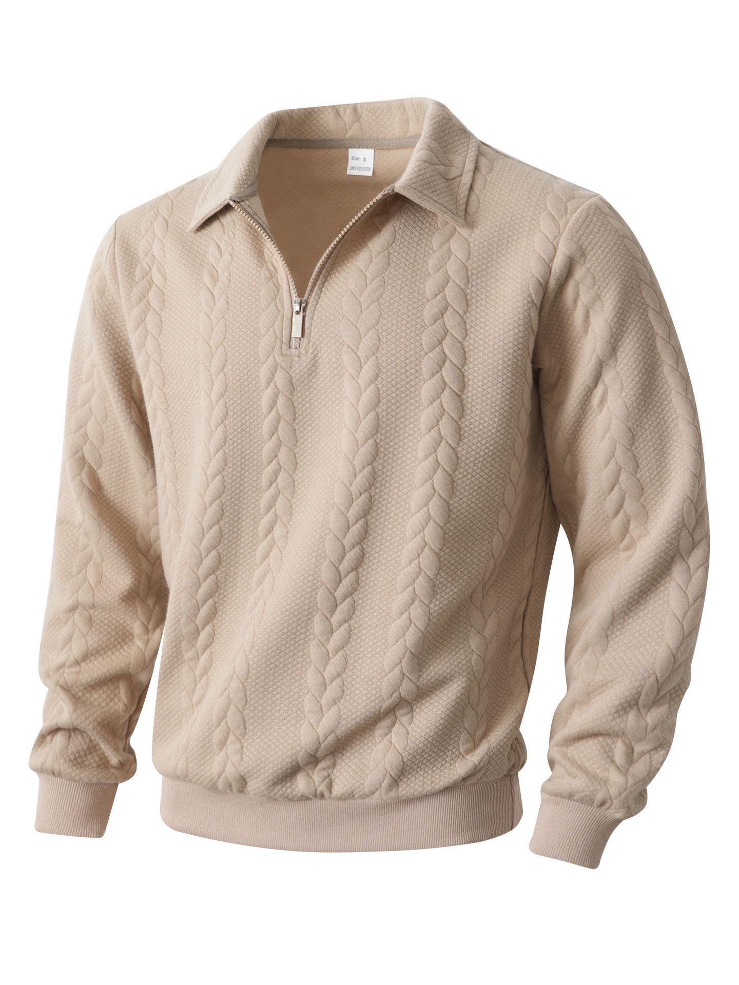 Knit Pullover Sweater Men's Half Zip Ribbed Collar Autumn Winter NDF-00045