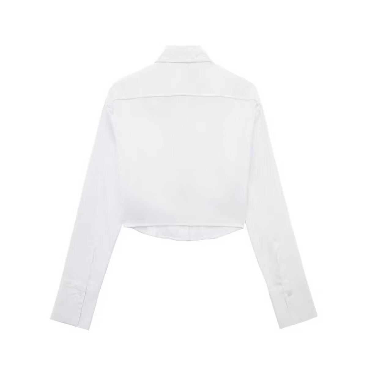Poplin Corset Cropped Long Sleeve Shirt KUN-00001