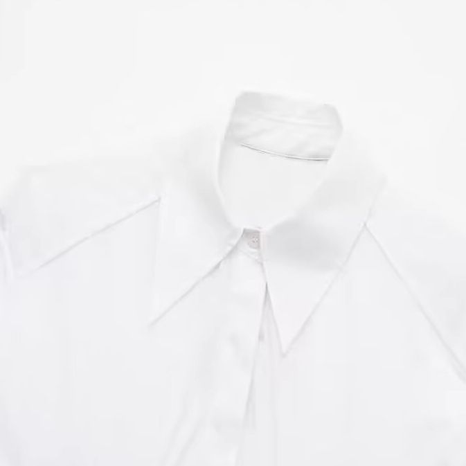 Poplin Corset Cropped Long Sleeve Shirt KUN-00001