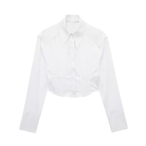 Popeline-Korsett-Crop-Langarmhemd KUN-00001