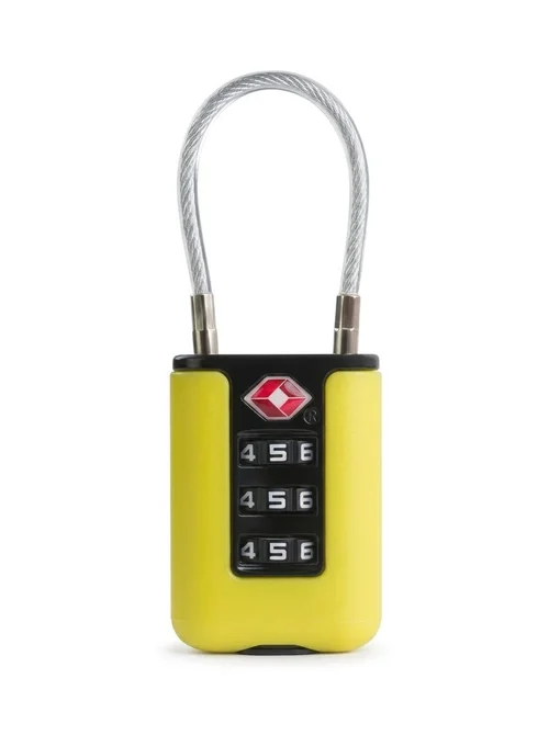 Lightweight TSA Approved 3-Dial Combination Travel Lock, Rust-Resistant Steel Wire Shackle, Resettable Security Padlock for Luggage, Backpack
