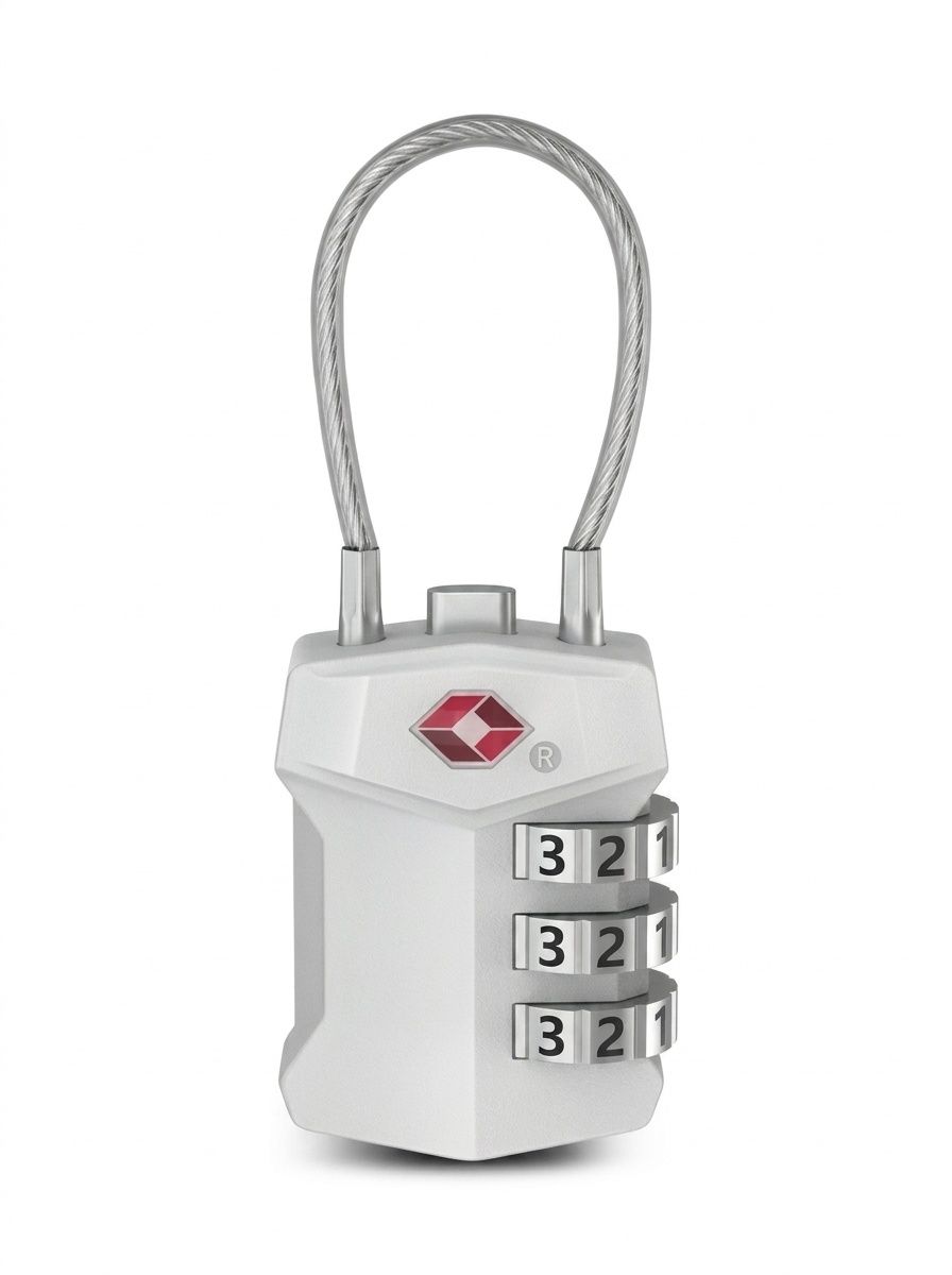 TSA Approved 3-Digit Combination Travel Lock, Zinc Alloy Body with Flexible Steel Cable, Resettable Security Padlock for Luggage, Gym Bag, Suitcase