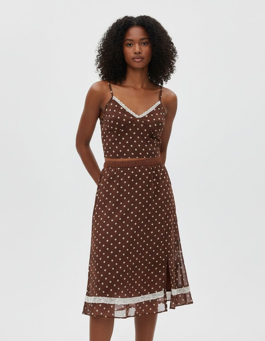 Retro Polka Dot Cami Dress Set - Sexy Backless Ruffle KUN-00094